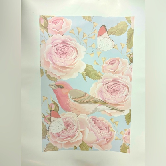 Pretty Bird on Pink Flowers poster paper to hang - Picture 2 of 2